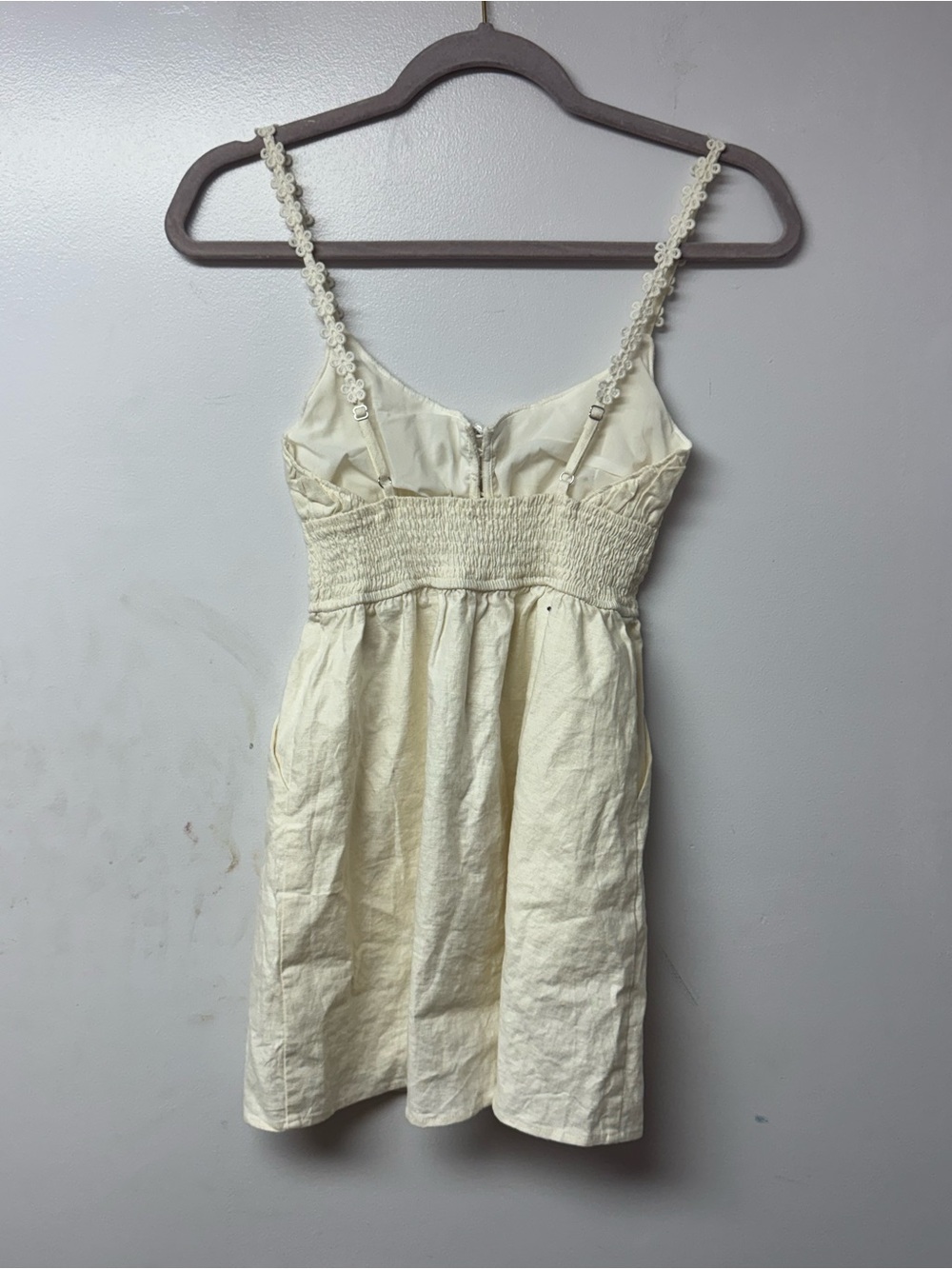 For Love & Lemons Macaroon Dress XS Cream Linen Blend Mini Revolve NWT - Picture 7 of 15